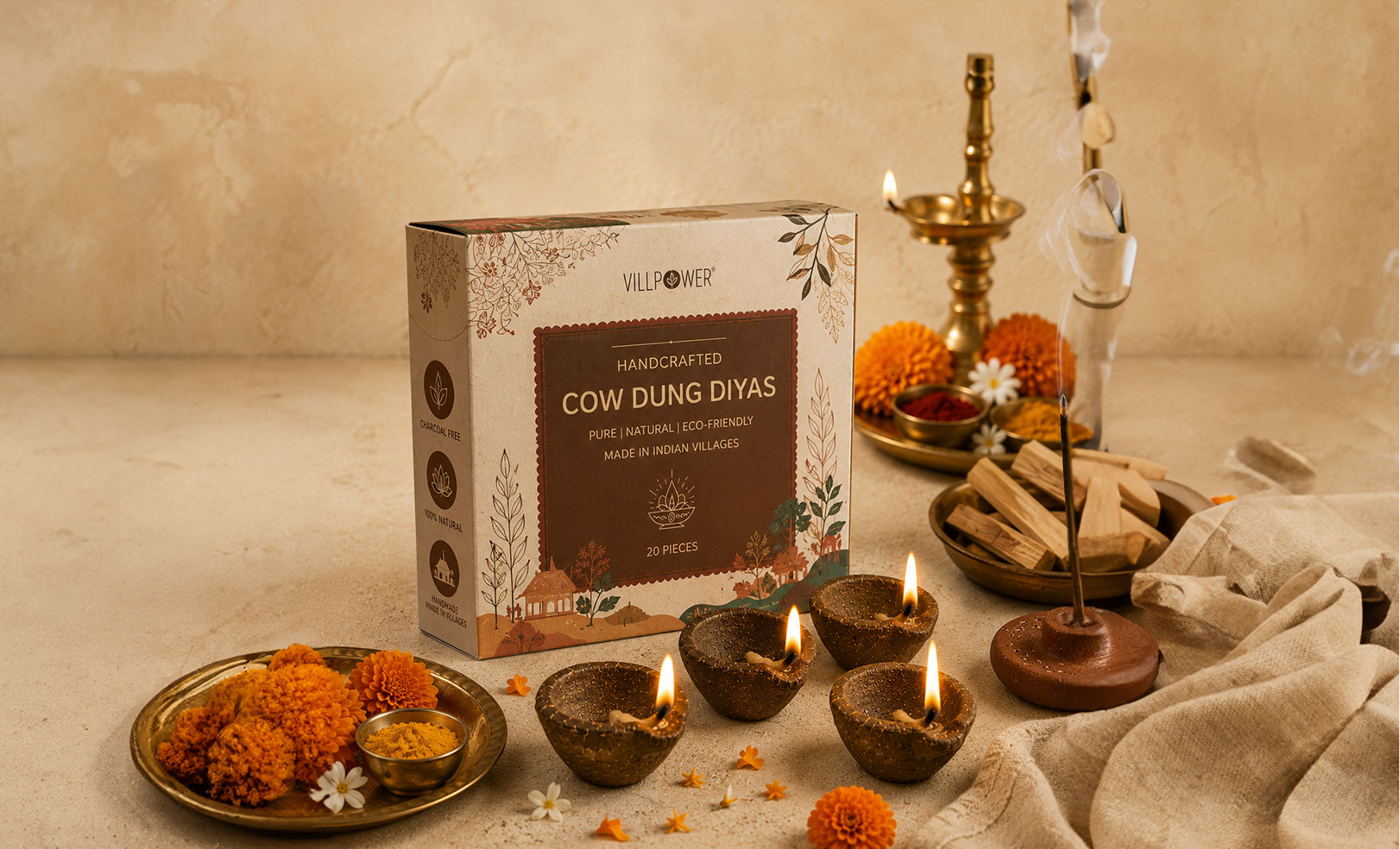 cow dung diyas